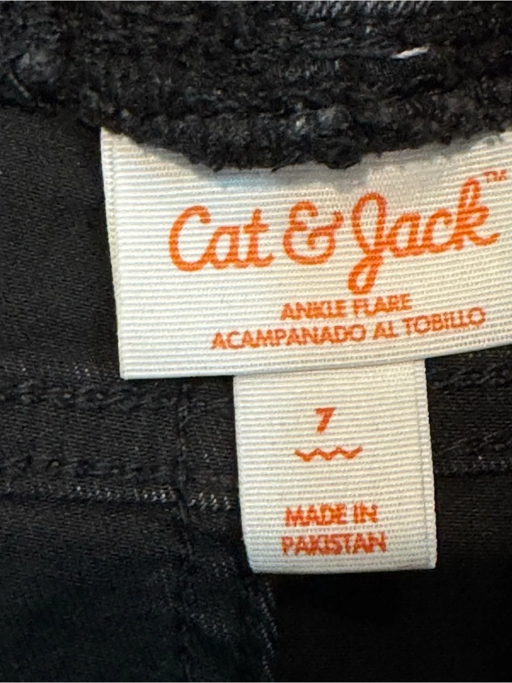 Cat & Jack Girls Black Bootcut Jeans sz 7 some wear at Hem